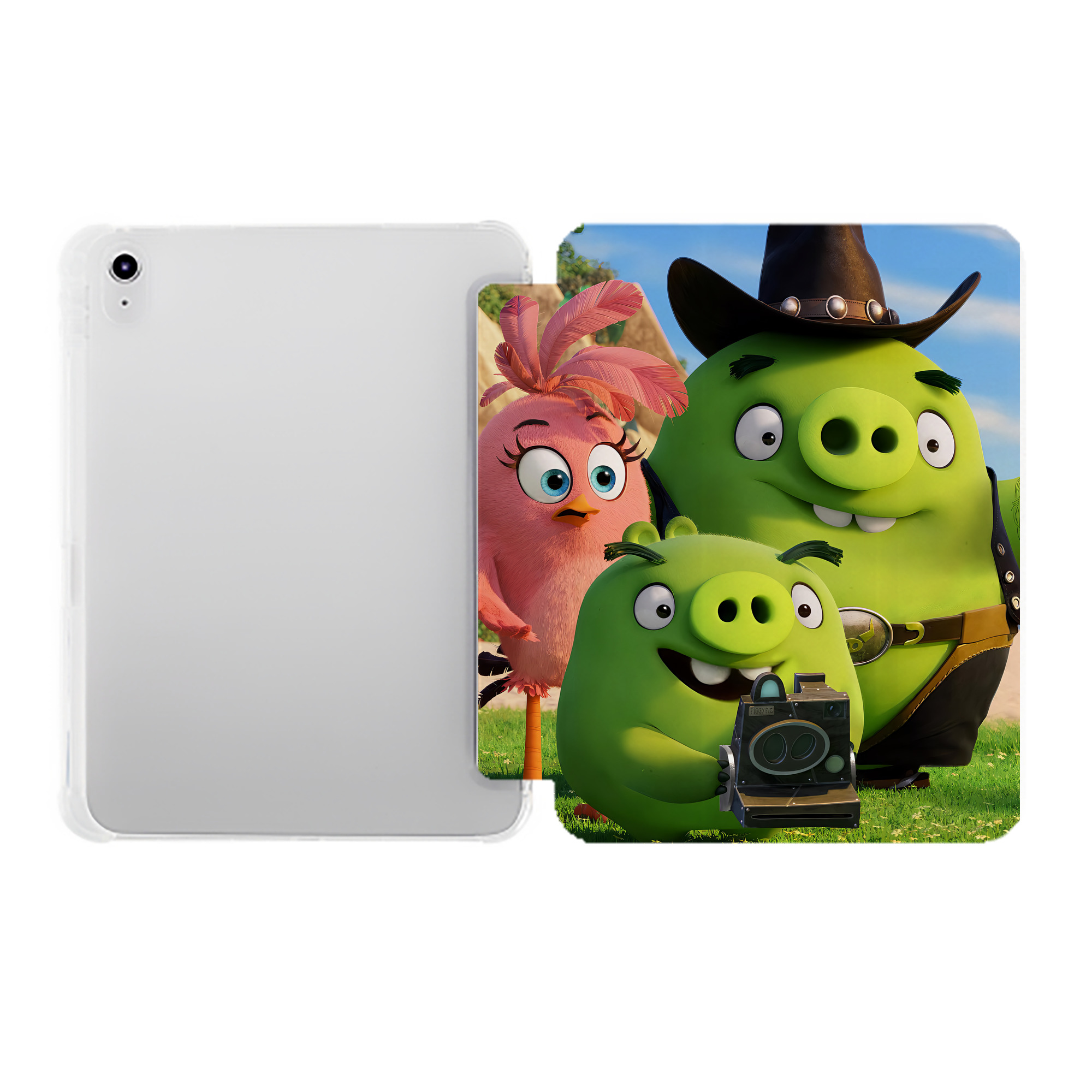 （画像用） Angry Birds アングリーバード IPad ケース ペン収納付き 三つ折りスタンド PUレザー×シリコン 対応機種9.5/10.5/10.9インチ